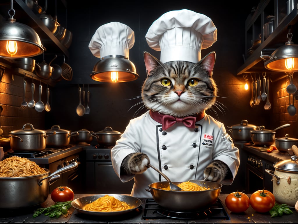 cute cook chef cat
