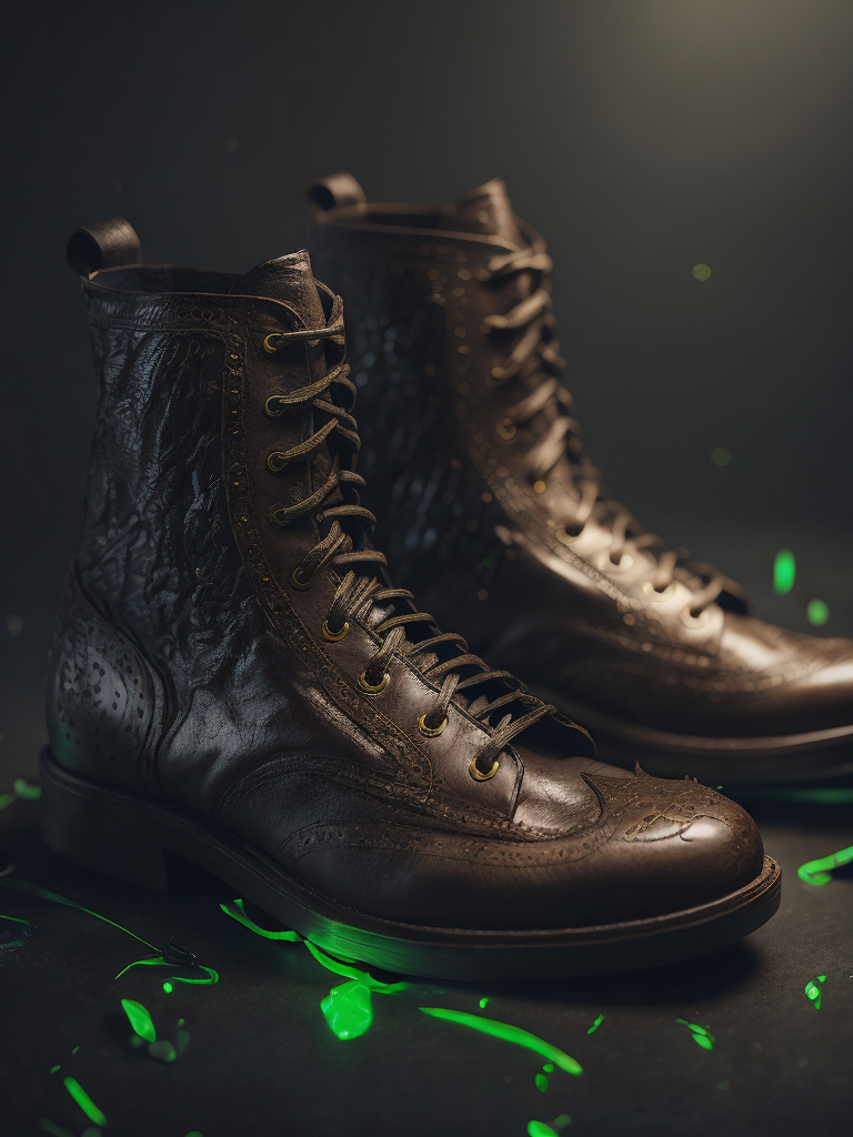 realistic photo of shoes make from dark slime, venom, sci-fi, alien, deep atmosphere, dark, saturation, vibrance, sharp on details