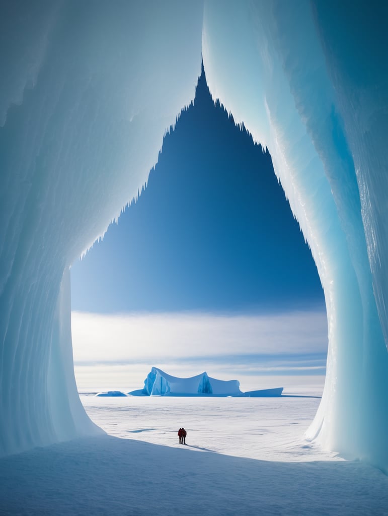 Behind the ice wall, Antarctica, ice belt, parallel world behind the wall