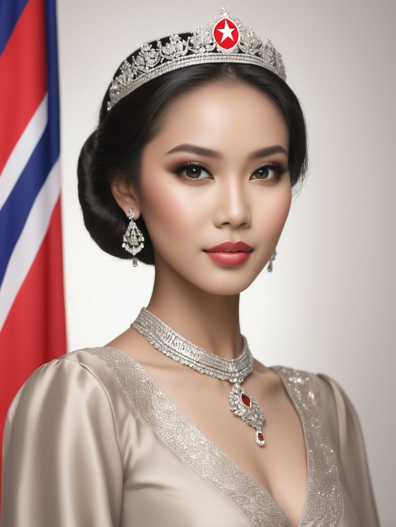 A beautiful Malaysia princess, show the flag of Malaysia