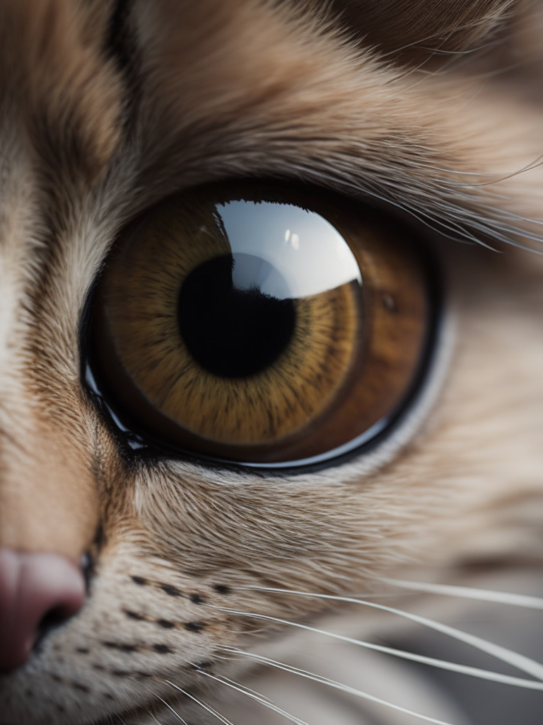 photorealistic image of a cat's eye with high detail and sharp focus