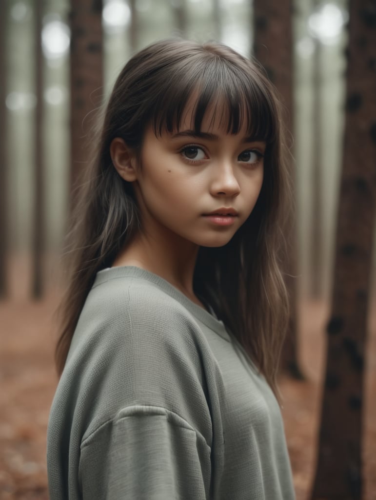 cute Girl in a forest, 4k