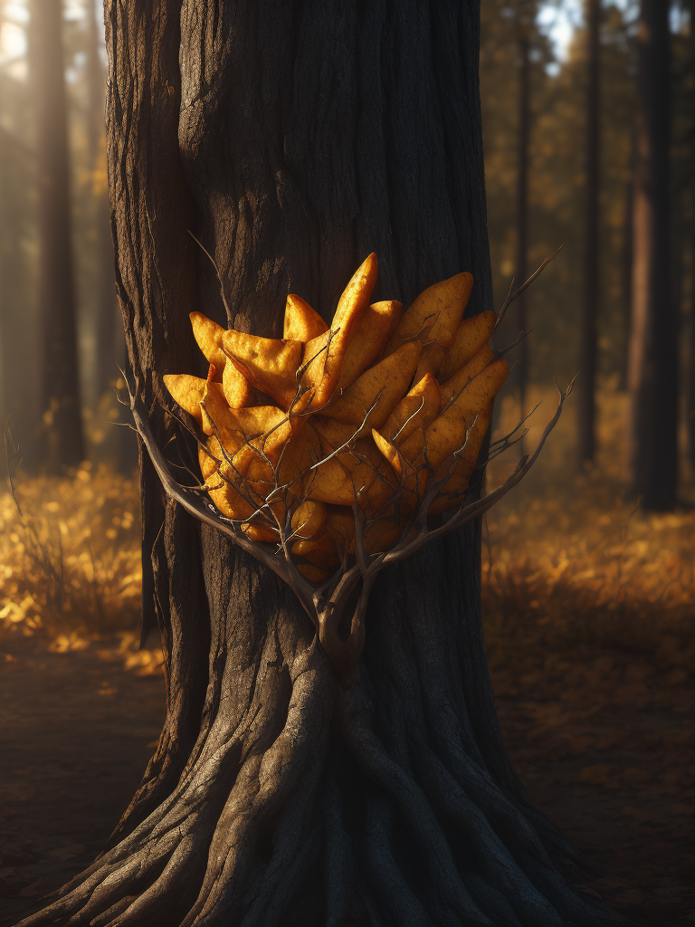 fried chips growing on each branch tree