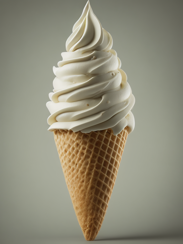 white ice cream cone on white background desaturated background, solid cone