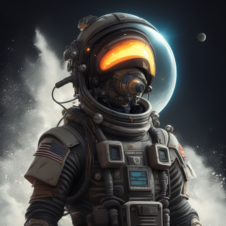 A cyberwave drawing of an astronaut, an ambient occlusion render by esao, cgsociety, space art, sci-fi, chillwave, ue5