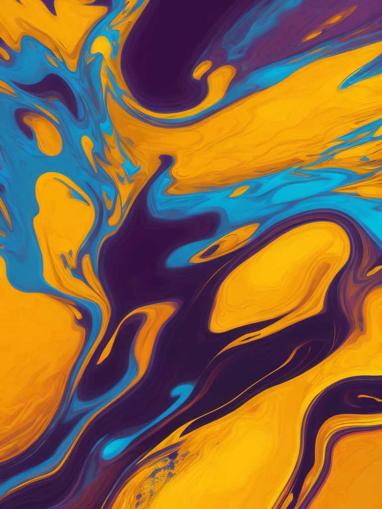 Two paint mixing texture, purple and yellow paint, pattern, background, top view, liquid