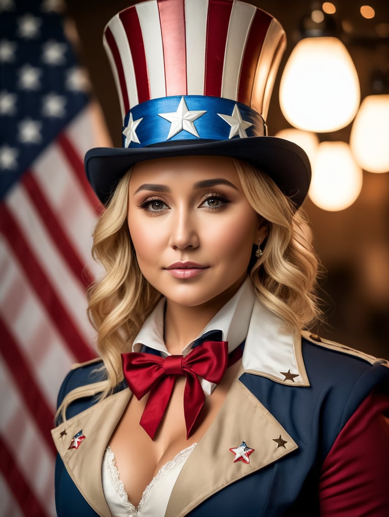 actress Hayden Panettiere in Uncle Sam costume