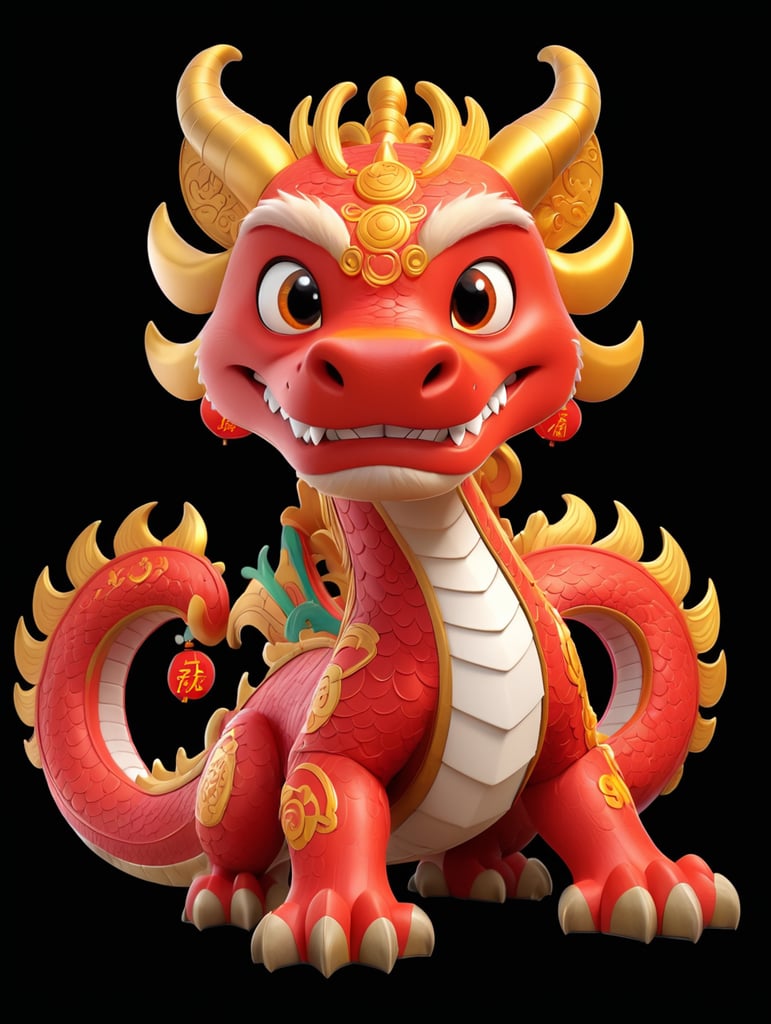 Chinese New Year Dragon Cartoon Three-dimensional 3d Ancient Building 2024 Of The Festival Poster