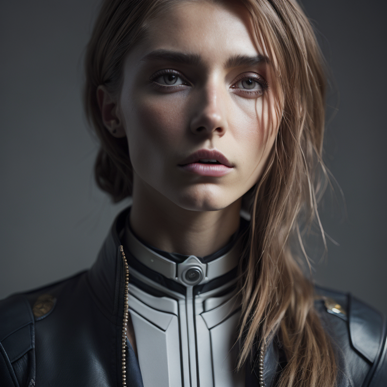super soldier girl, slim, full detail face, killing eyes, europeans girl, white women, white skin, pretty face, small hip, narrow waist, xmech, high detail, realistic, photo quality, high quality, (photorealistic:1.4), science fiction, highly detailed, masterpiece, high-quality shadow, (face closeup)