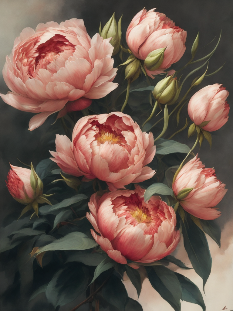 красивые розовые цветы пион и бутоны цветов