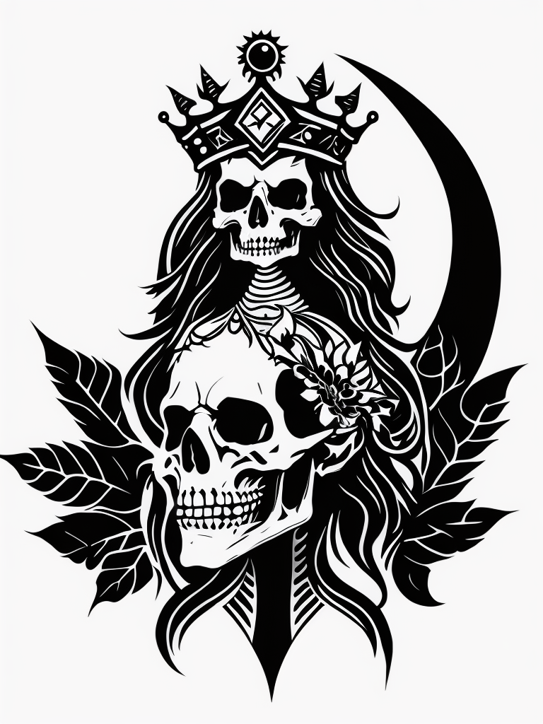 A vector art of a queen skeleton tattoo