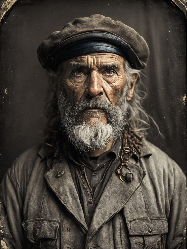 a wet plate photograph of a grizzled old sea captain