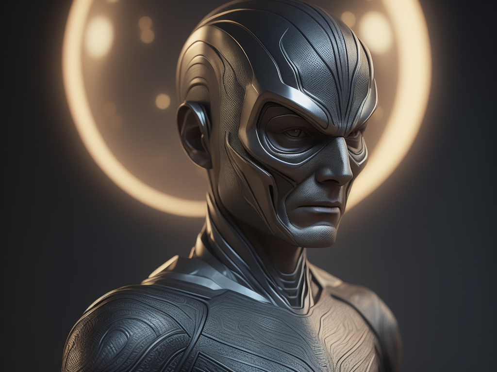 Intricate portrait of 3d render of funko pop of silver surfer, 8k, ultra realistic, whole wide shot