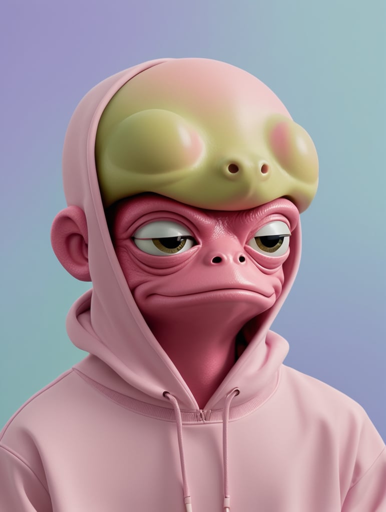 Pepe frog in a pink lukso hoodie