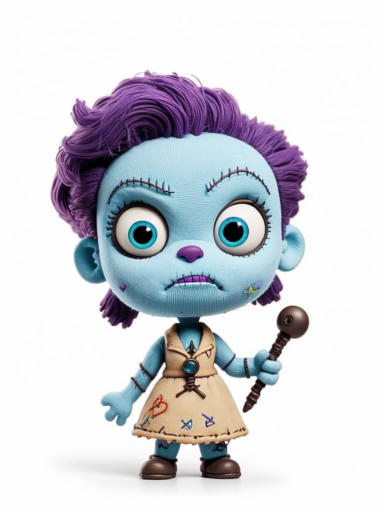 white background voodoo doll basic pins stitched