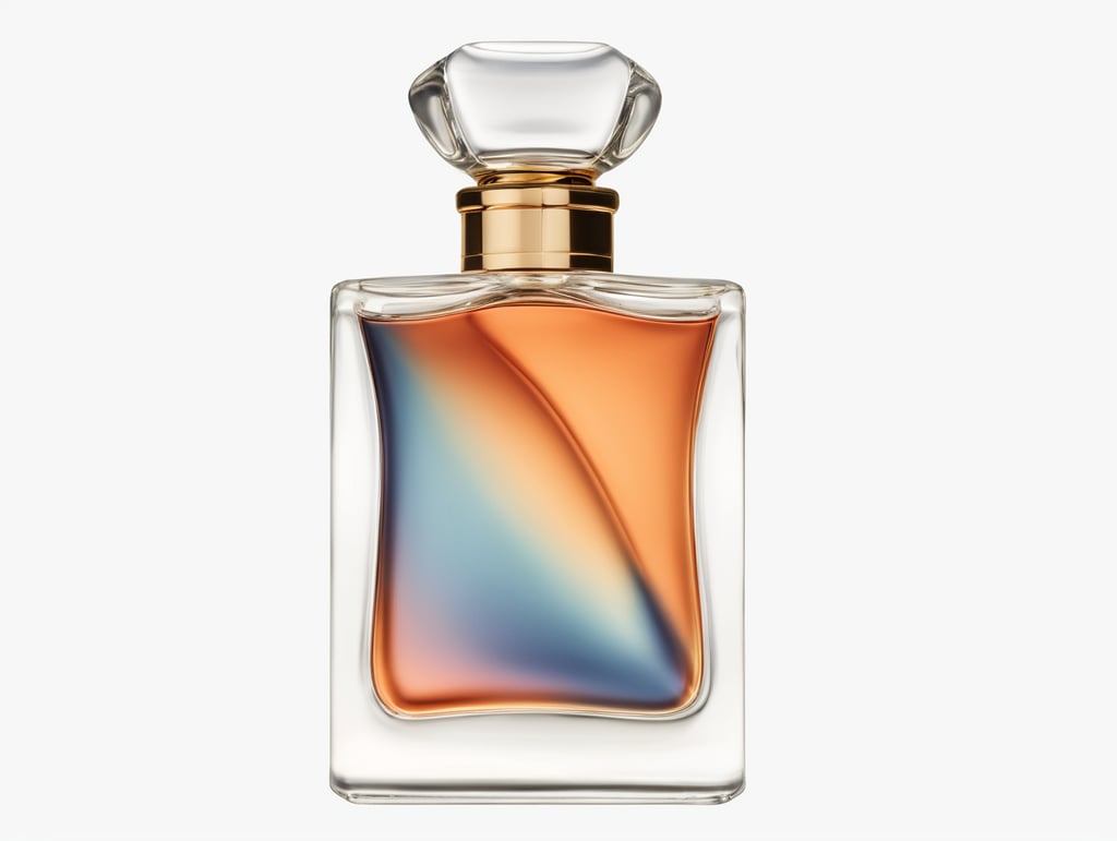professional photography of a luxury perfume bottle , no background, no label, clear, mockup