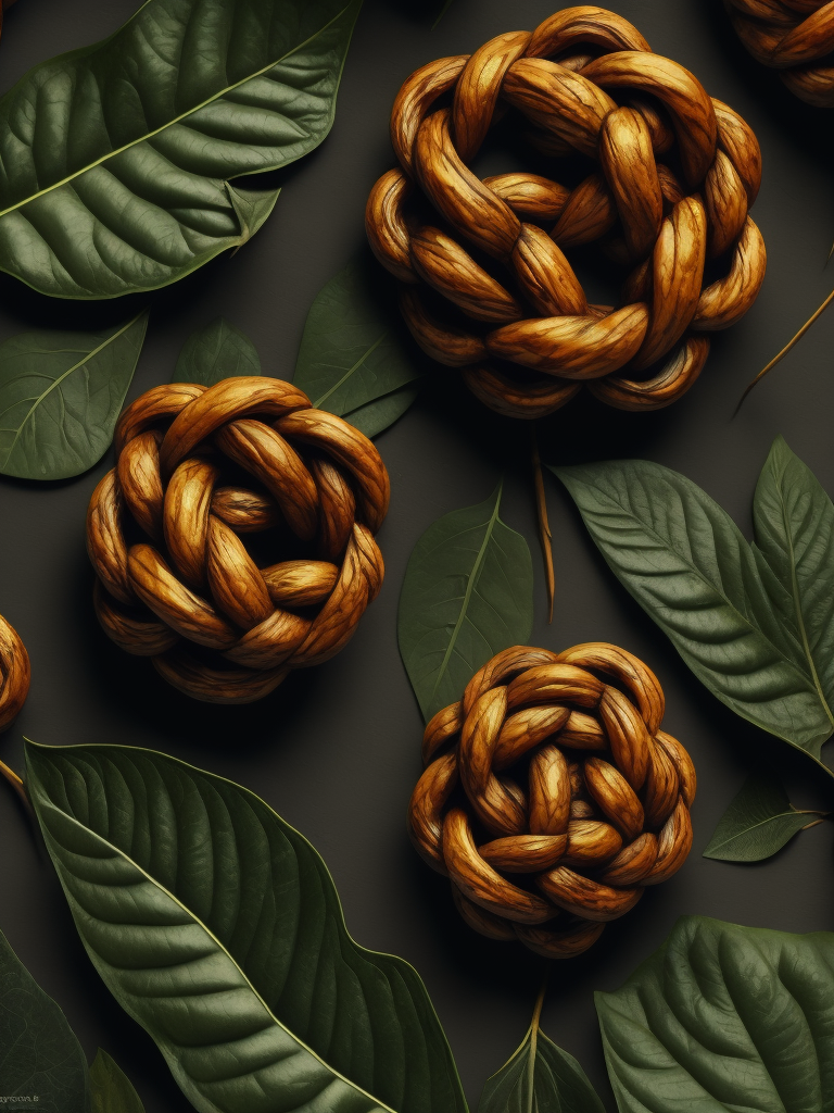 papartnik leaf knots, pattern, background, top view, organic texture, seamless texture, rich colors, contrast lighting, bright colors, detailed texture, realistic photo