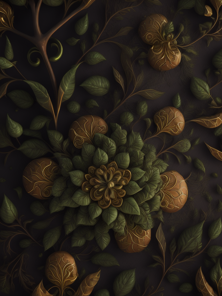 organic fractal plant pattern, texture, background, top view, organic texture, seamless texture, rich colors, contrast lighting, bright colors, detailed texture, 3d render, octane render,