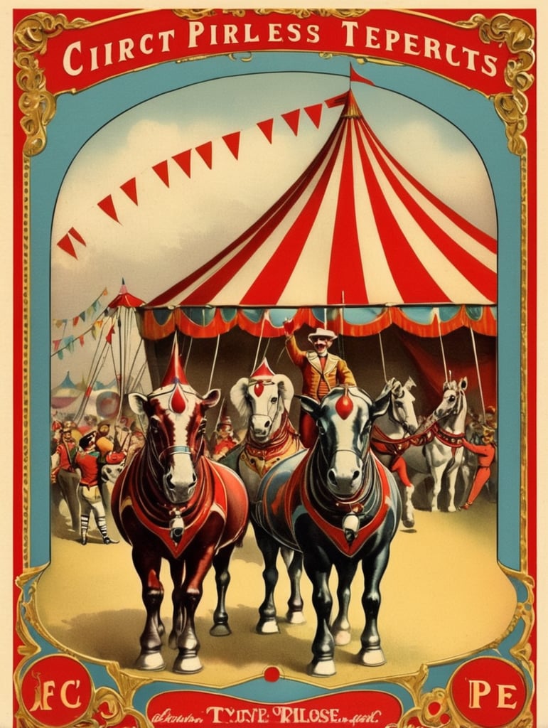 vintage Circus postcard illustration