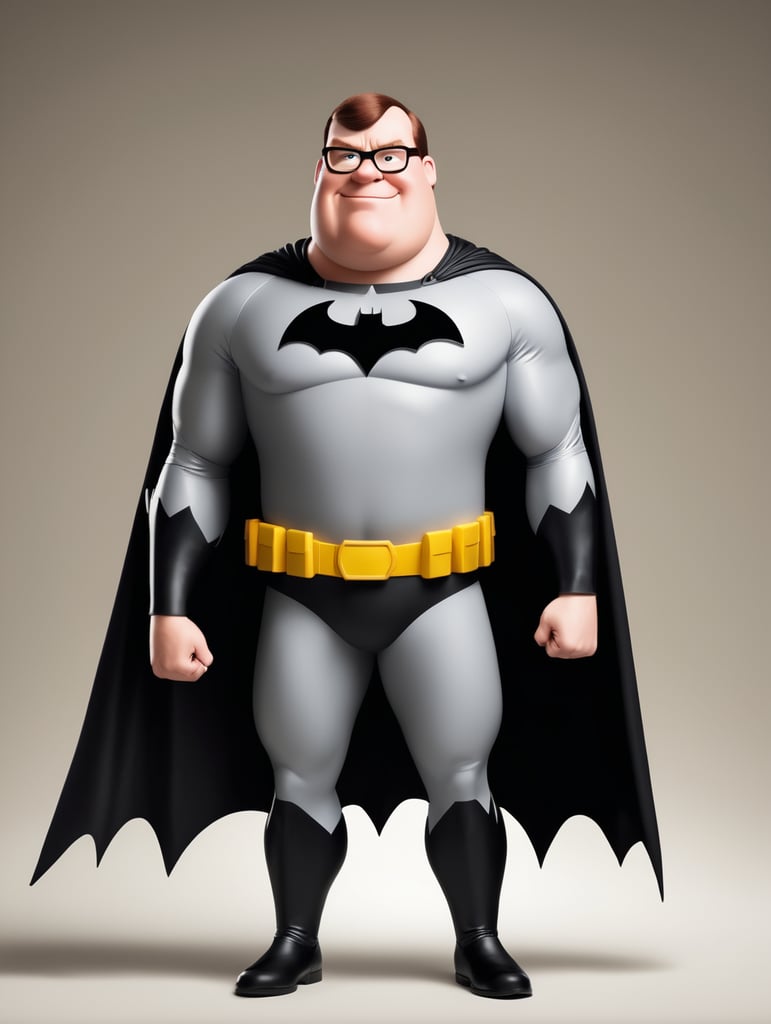 Peter Griffin from family guy dressed up as the DC superhero batman