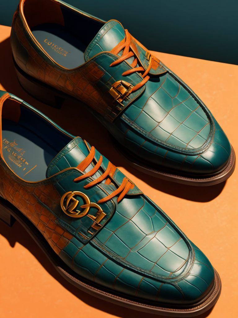 Super realistic gucci mexican gator skin shoe 3d octane render