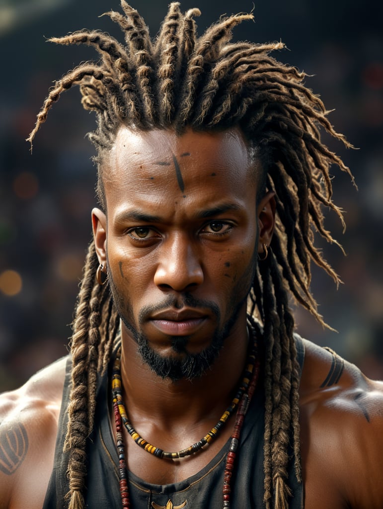 Official portrait of a male african player with dreadlocks