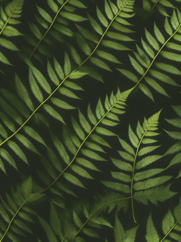 fern leafs pattern, background, top view, organic texture, seamless texture, rich colors, contrast lighting, bright colors, detailed texture, realistic photo
