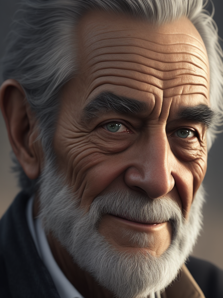 gray-haired smiled old man