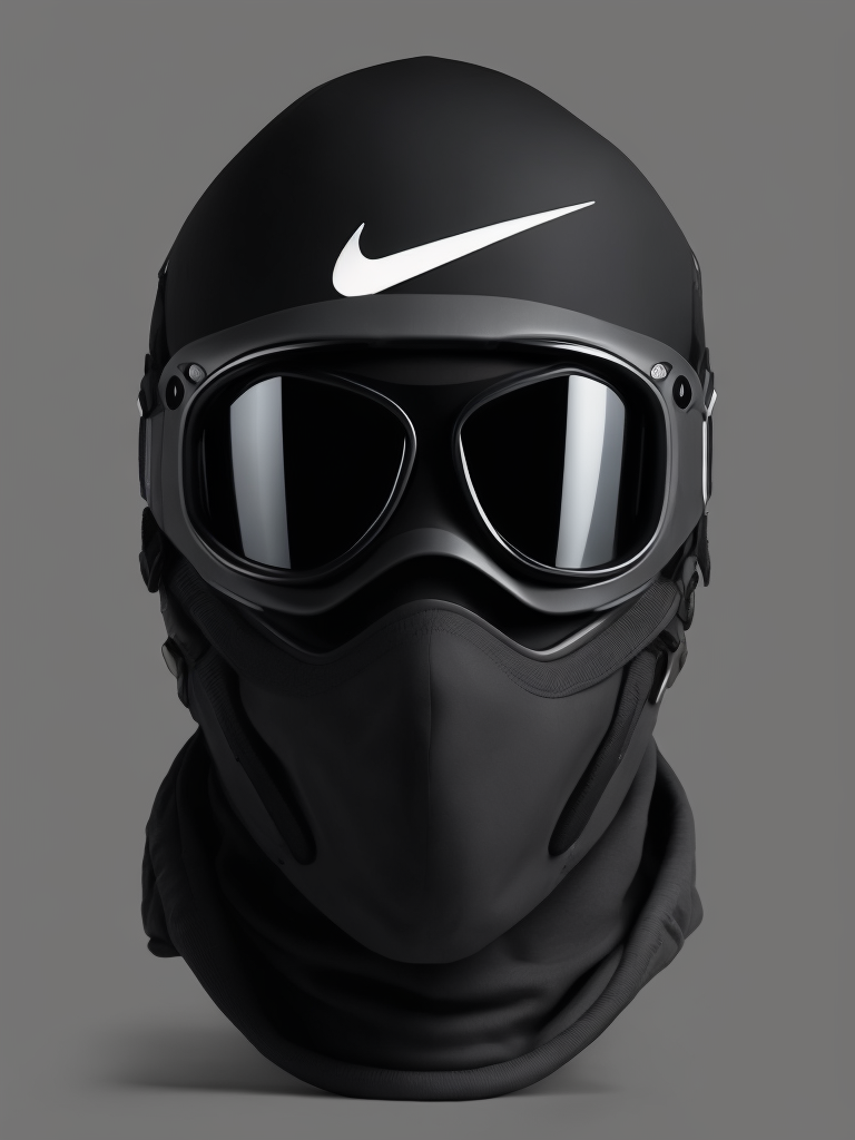 Nike goggles ski black mask, Gray background, dark atmosphere, high quality details