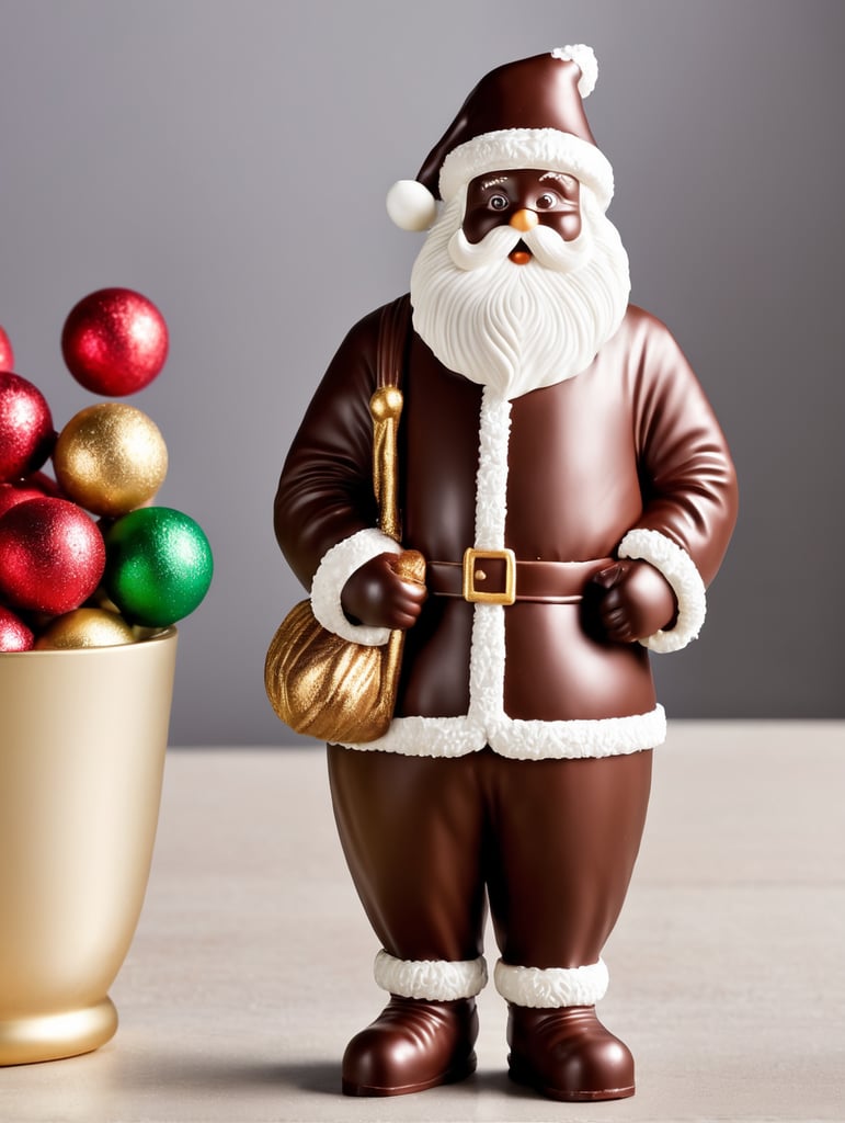 A chocolate Santa figure, made from milk chocolate