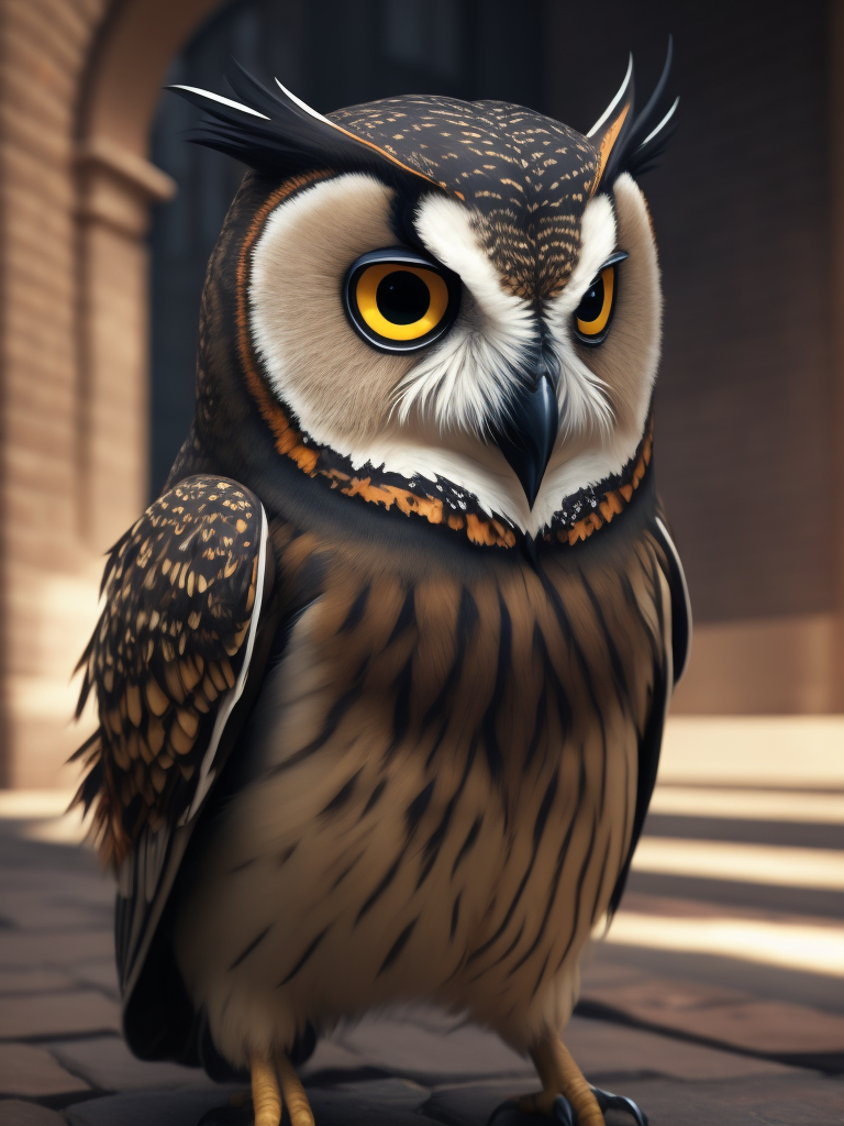 Owl with a backwards cap tattoo on arm