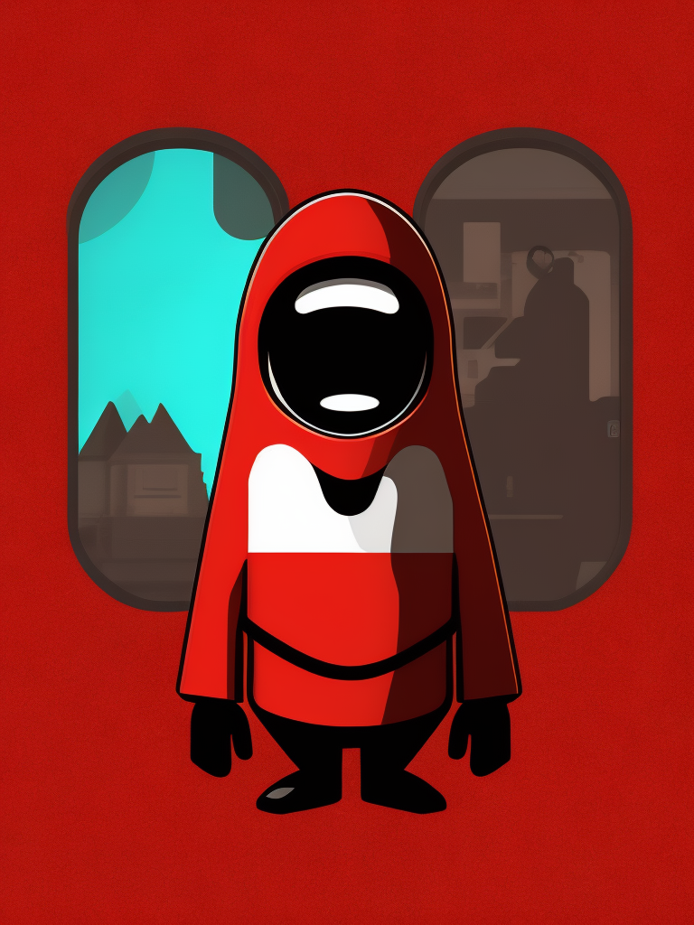 among us character on red background