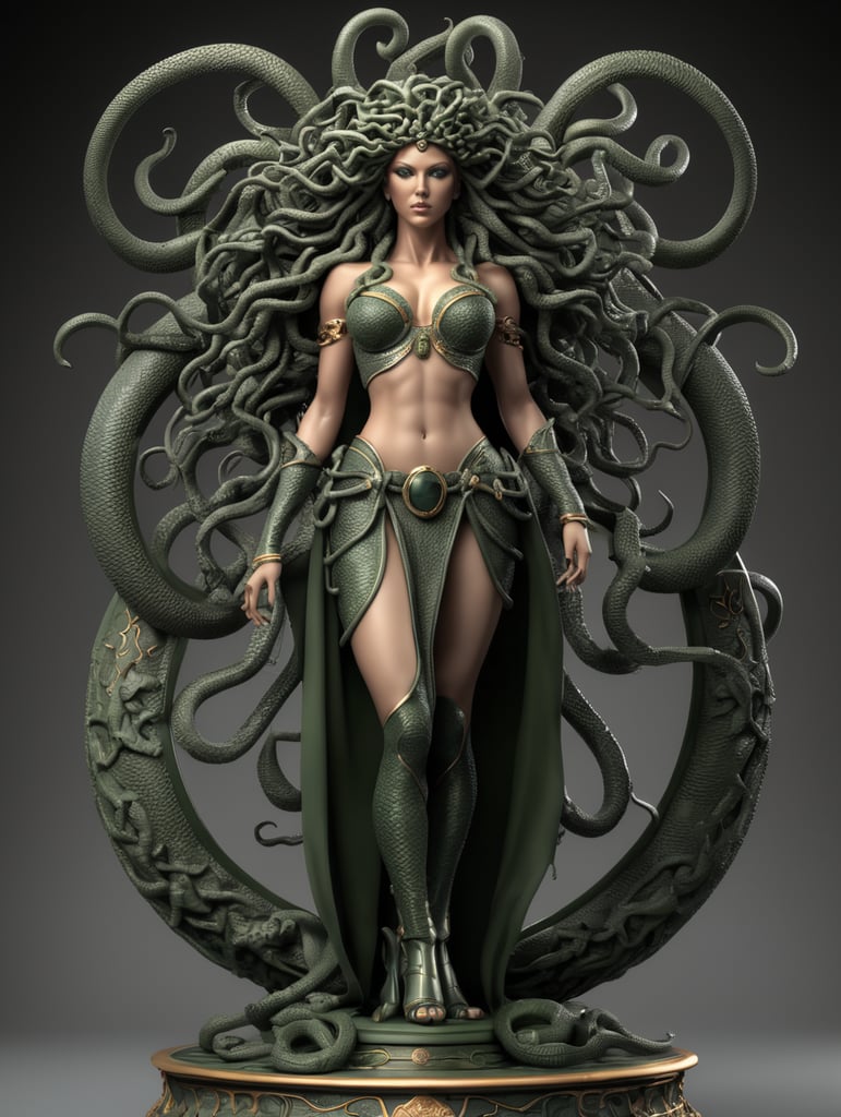 highly detailed full body of medusa