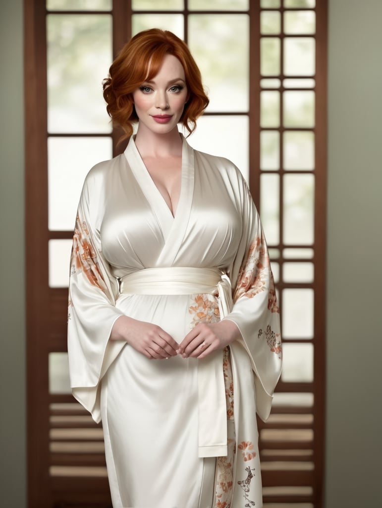 christina hendricks in white kimono