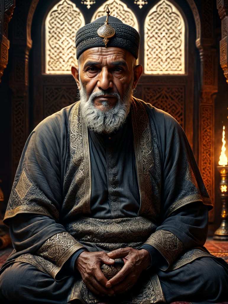 Old Muslim man sitting