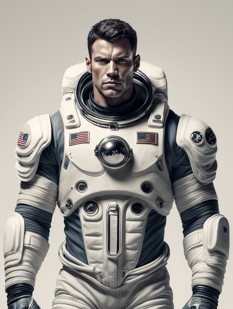 Muscular male astronaut