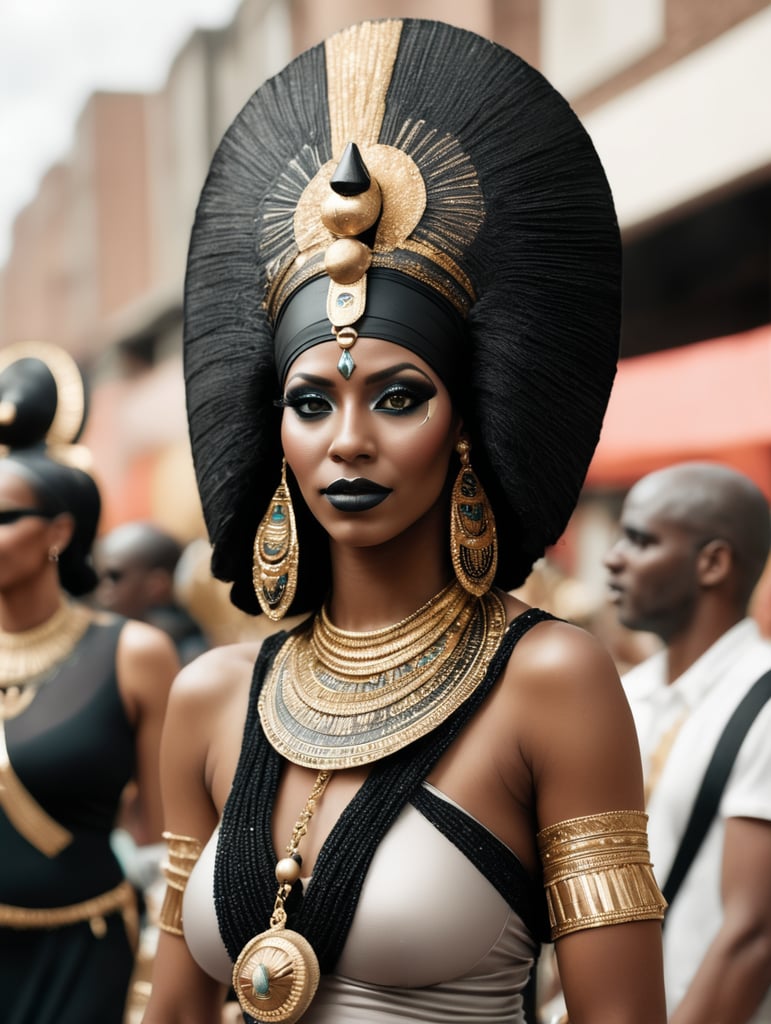 BLACK EGYPTIAN WOMAN AT CARNIVAL PARADE