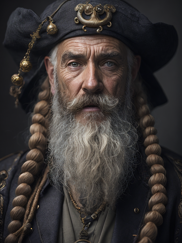 old pirate with octopus beard, dark scene, dark atmosphere, epic shot, sharp on details