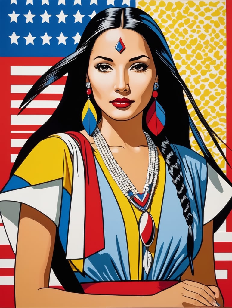 Pocahontas, Painting, Pop-Art, USA, style of Roy Lichtenstein