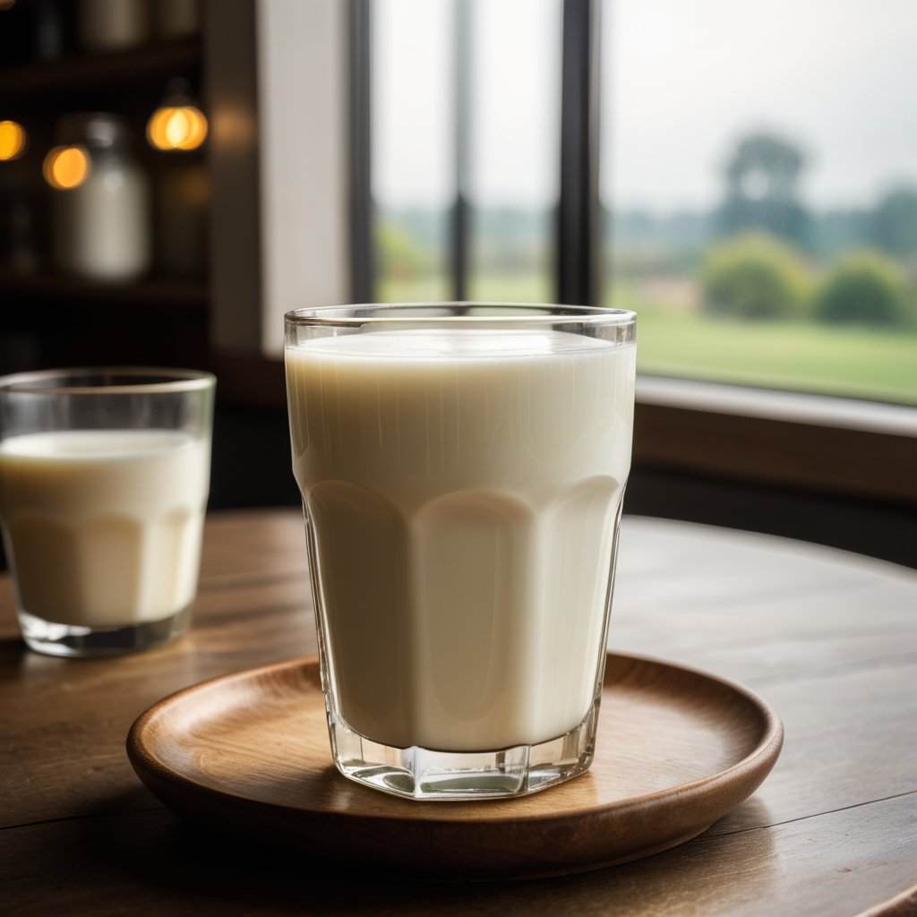 A mockup of a glass of milk.
