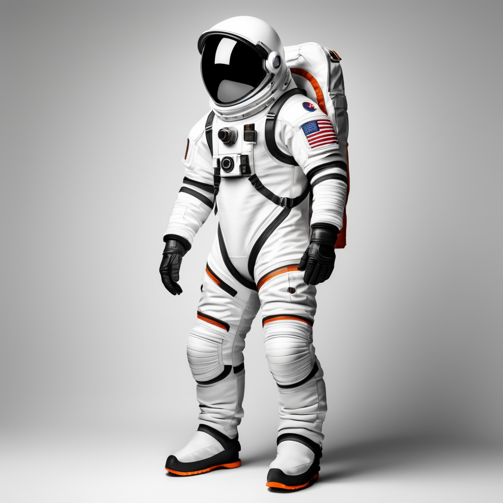 3d space suit on a white background with sharp edge, stand alone, clear, isolated on white background, center of the canvas