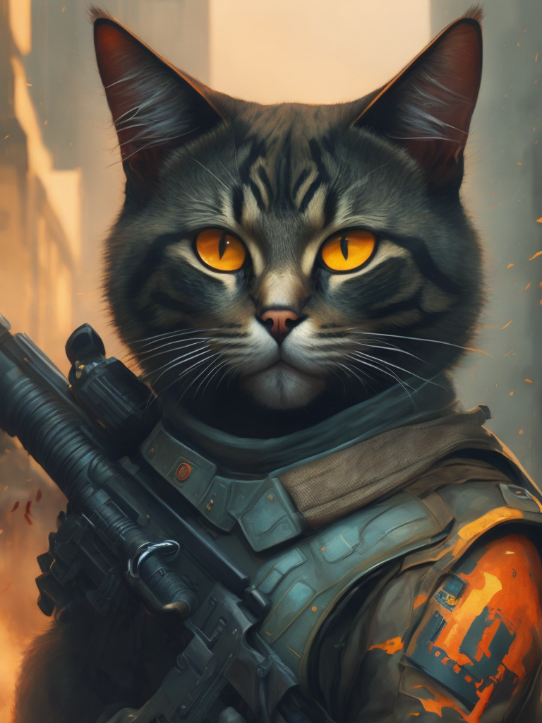 special forces russian, a cat with a gun, (cat_1.6), commando cat trending on artstation, sharp focus, studio photo, intricate details,