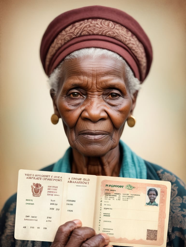 An African old women (just a passport image ) of almost 80 year , with a blur background