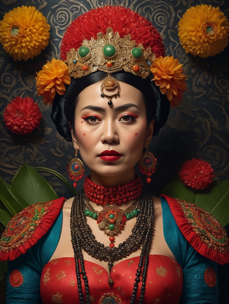 yayoi kusama dressed as frida khalo