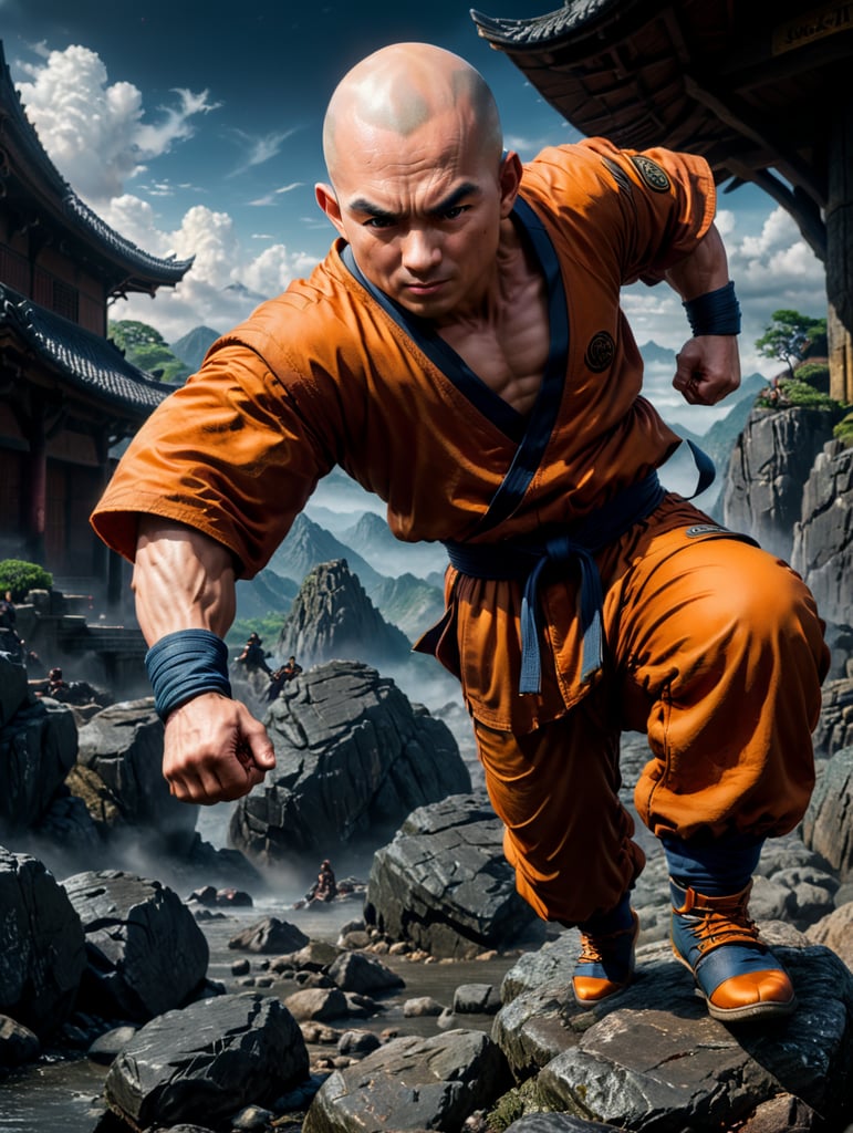 Krillin is a bald martial artist and one of Goku's best friends and classmates, Dragon Ball