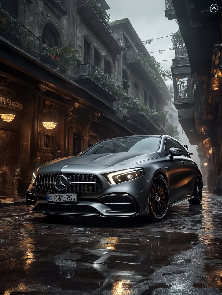 Make a super hero inspired in the Mercedes Benz AMG A35