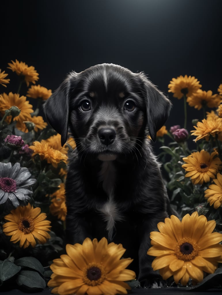 puppy dog made with flowers