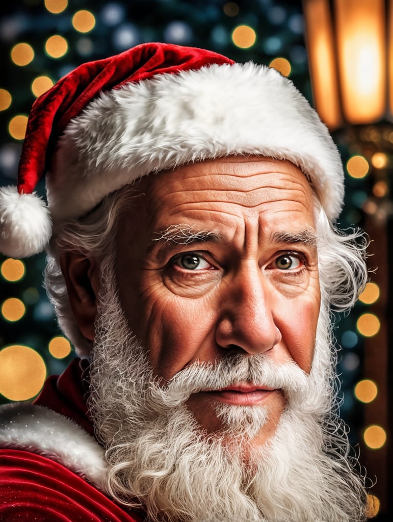 This artwork of the Santa Clause by George Wilson is an eye-catching poster-style drawing and illustration representing the iconic pulp style.