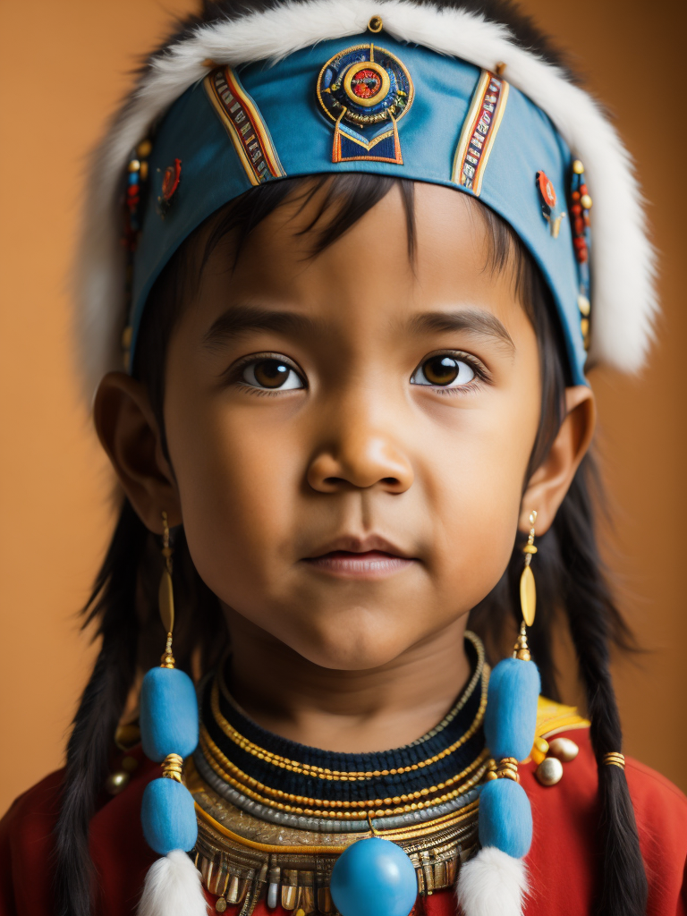 native american boy 1 years old in national dress