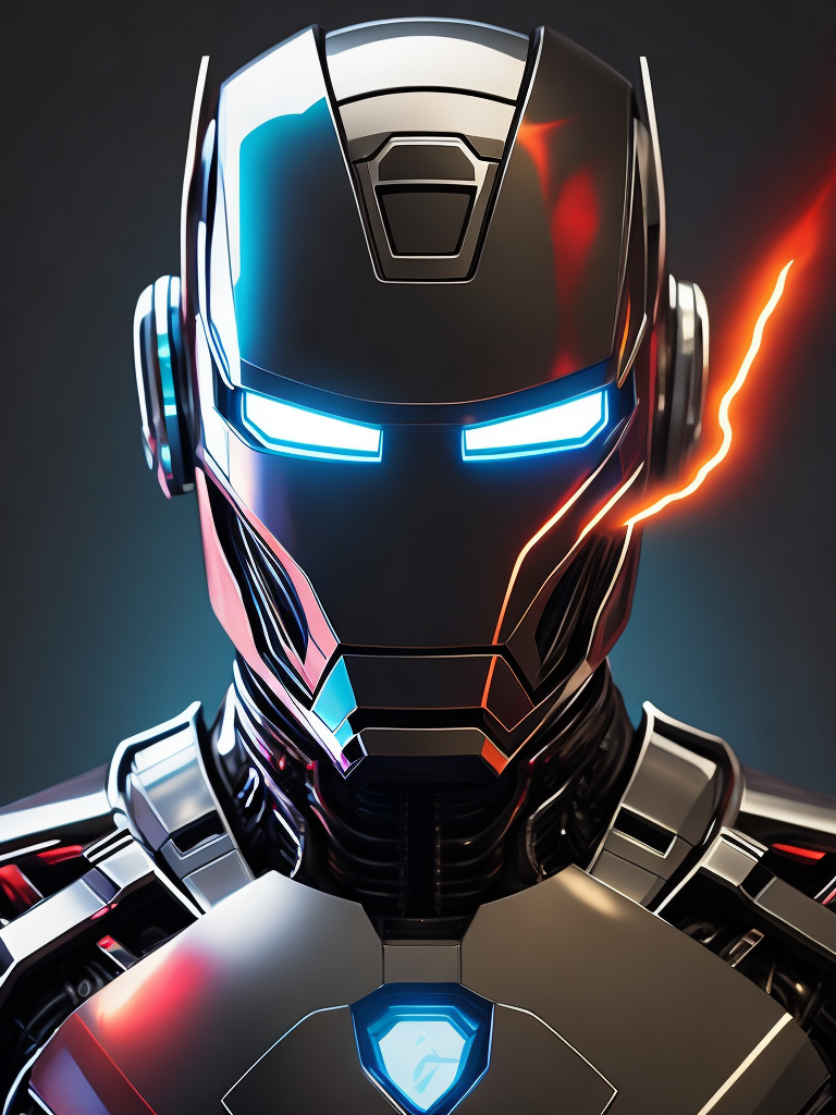(((Chrome))) Ironman, Daft Punk style, ((laser)), light, neon, smoky